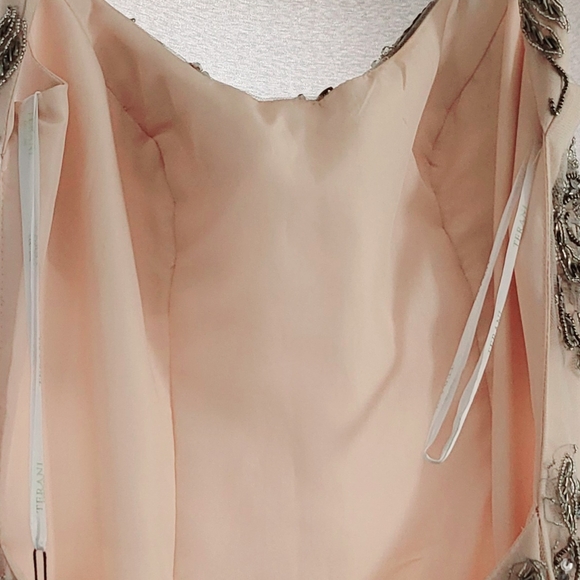 Terani Couture Cream and Gray Prom Dress with Intricate Embellishments - Picture 7 of 9